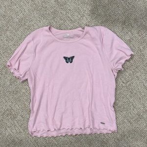 Pink Hollister Baby Tee with Butterfly